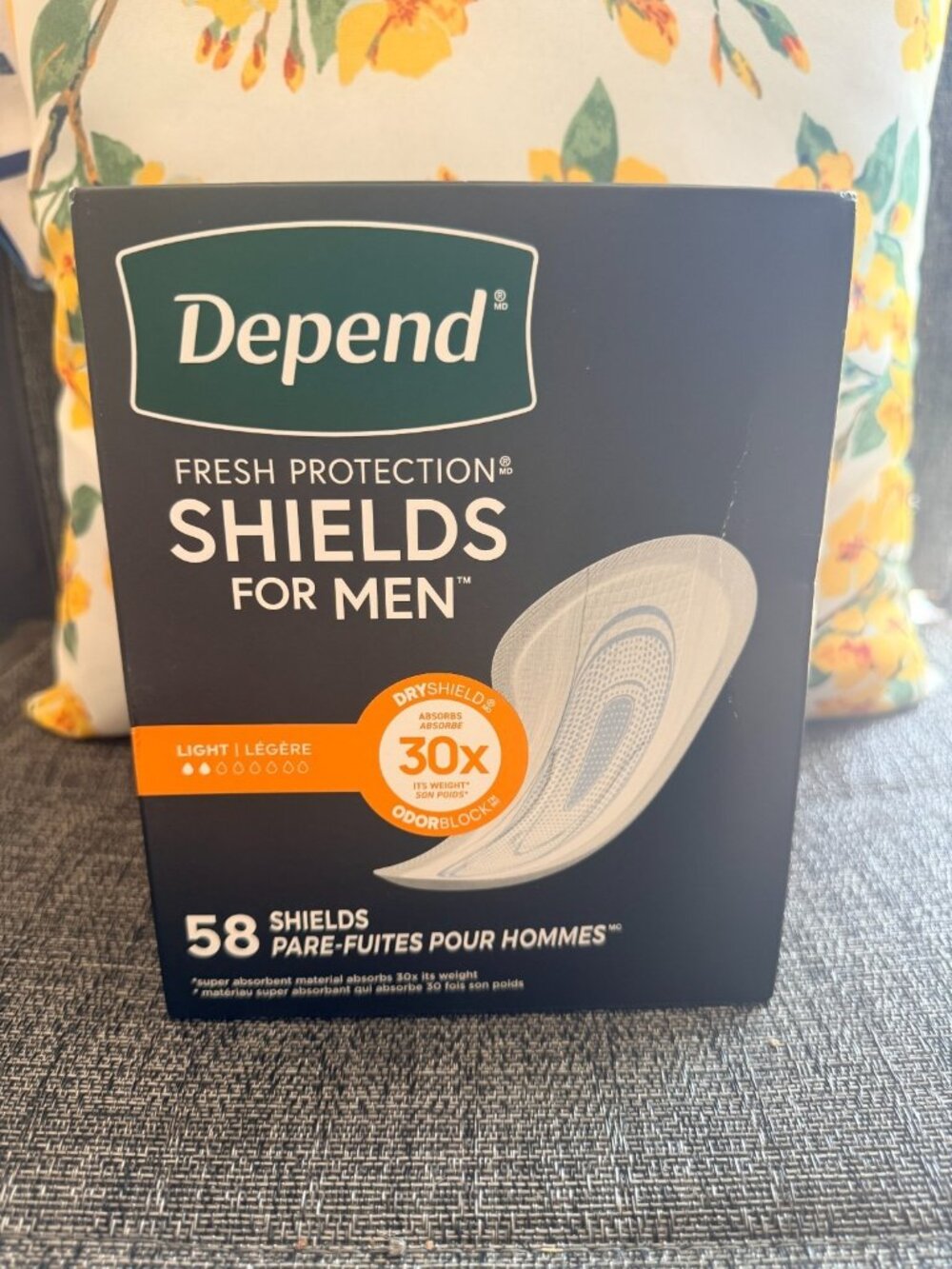 Depend Shields Incontinence Pads for Men, Light 58 Count (Pack of 1), White